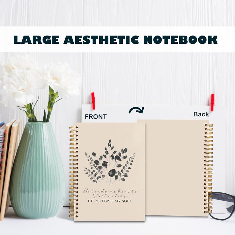 BearCake Christian Notebook Journal, Christian Gifts for Women, PSALM 23:3 He Restores My Soul Prayer Journal for Women, Bible Journaling Neutral Hardcover Spiral Notebook 5.5x8.3 - Image 4